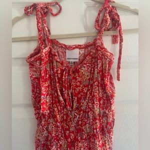 Red Floral Shoulder Tie Top